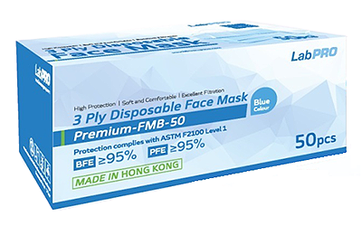 LabPro 3 Ply Disposable Face Mask ASTM Level 1(50 pcs)