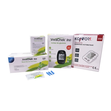 Picture of Vivachek Ino Blood Glucose Meter Kit (100 Test Strips and Lancets) + Konfort Automatic Digital Blood Pressure Monitor 35E