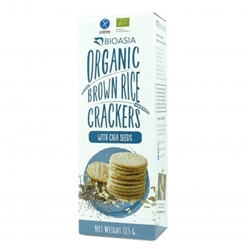 BioAsia Organic Brown Rice Crackers with Chia Seeds (115g)
