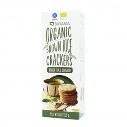 BioAsia Organic Brown Rice Crackers with Green Tea and Seaweed (115g)