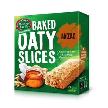 Picture of Mother Earth New Zealand Baked Oaty Slices Anzac 240gm