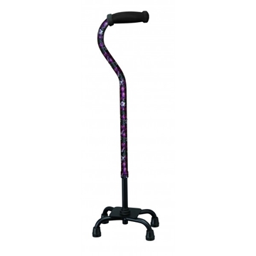 Picture of TacaoF Adjustable Quad Cane (White Grid / Black / Floral)