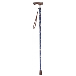 TacaoF Retractable Patterned Walking Stick (Dark Blue/Pink & Gold)