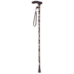 TacaoF Retractable Floral Pattern Walking Stick (Red/Black/Dark Blue)