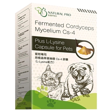 圖片 NATURAL PRO 寵物專用培植蟲草菌絲體 Cs-4 膠囊 (L-Lysine配方) 60粒