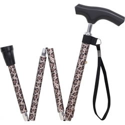 Silver Solutions Foldable Walking Stick (Leopard Print/Brown Floral)