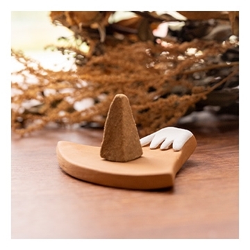 Picture of Mt. Fuji Handmade Incense Burner Gift Box (Indian Maroma Mini Natural Aroma Incense Incense (Frankincense/Sage/Sandalwood/Lemongrass)* Bengal Prokritee Mount Fuji Red Pottery Plate)