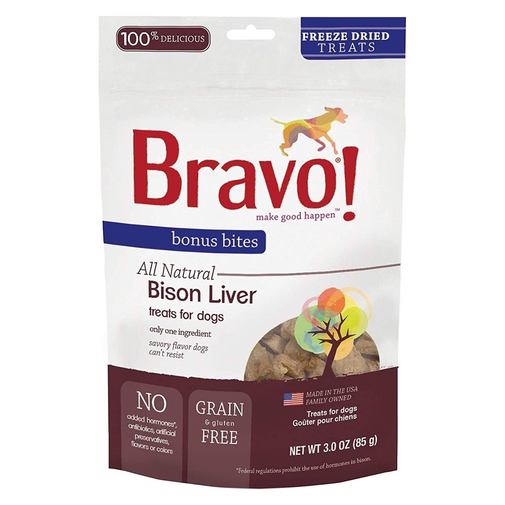 Bravo Bonus Bites® Freeze Dried Bison Liver Treats For Dogs 85g Dog