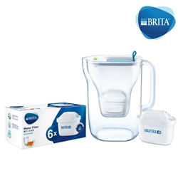 BRITA Smart STYLE 2.4L Water Filter Bottle (with 1 Filter Cartridge)+Maxtra+ Filter Cartridge (6pcs) [Original Licensed]