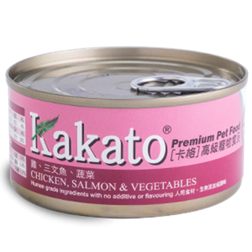 图片 Kakato 鸡肉、三文鱼及蔬菜猫狗罐头 170g