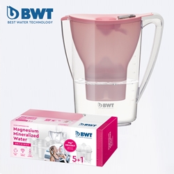 BWT - Flower Series 2.7L Water Filter Bottle (Pink) with 7 Magnesium Ion Filter Cartridges [Original Licensed]