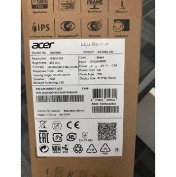 圖片 ACER 『獨家型號』Acer 22" IPS 超薄邊框 高清 電腦 22吋 顯示屏 (SA220Q) [原廠行貨]