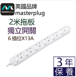 British Masterplug - 6-bit X13A 2-meter independent switch board with power indicator [Licensed Import]