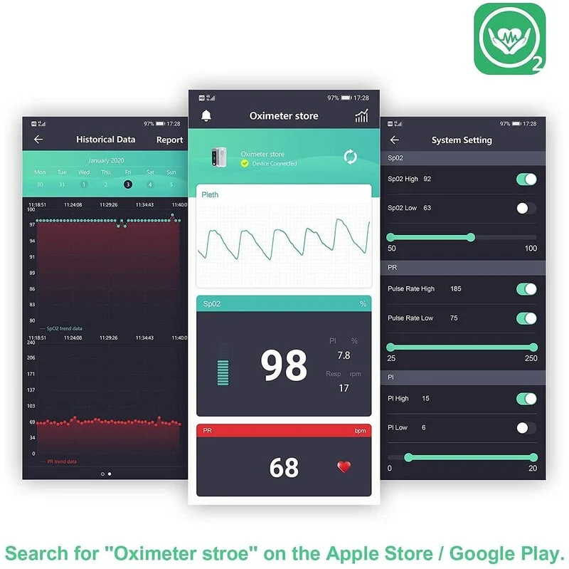 Healthtree JKS50C Bluetooth Oximeter [Original Licensed] Pulse