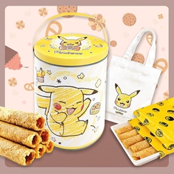 AMANDIER Jamonti Pokémon Bika Super Original Egg Roll Portable Tin Can (with Bika Super Tote Bag)