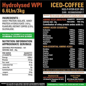 Picture of Next Generation Supplements Hydrolysed Whey Protein Isolate (Iced Coffee) 3kg