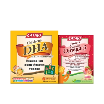 图片 【CATALO组合优惠】儿童DHA活脑补眼配方50粒x 2 及 儿童Omega-3活脑补眼Choline + DHA营养啫喱27粒