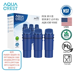 AQUA CREST Replacement Filter Cartridges (Pack of 3) (Compatible with PUR Water Bottle Cartridges) [Original Licensed]