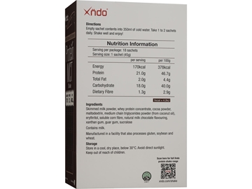 Picture of XNDO PROTEIN MCT SHAKE CHOCOLATE 45G x 18 SACHETS