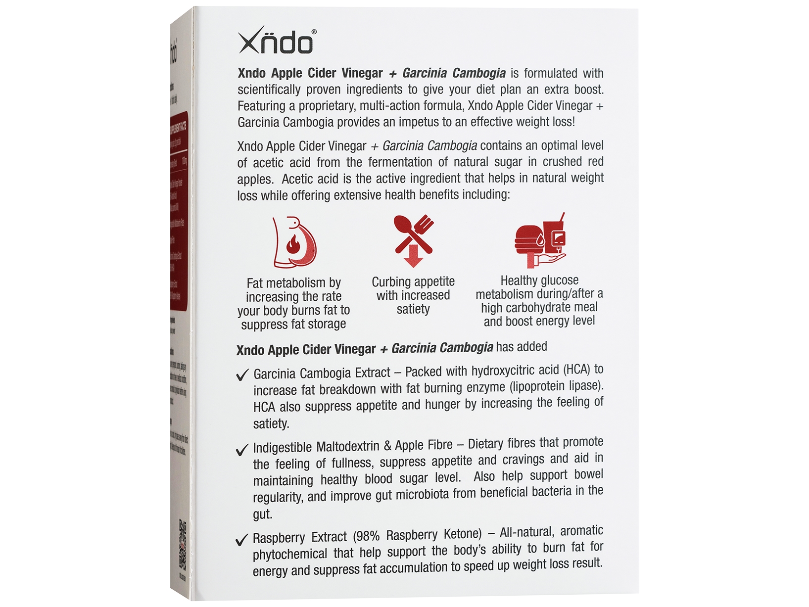 XNDO APPLE CIDER VINEGAR + GARCINIA CAMBOGIA (30 STICKS) Slimming