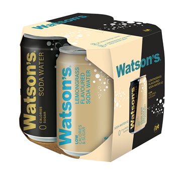 Picture of Watson&#39;s soda + lemongrass soda 330ml 4 cans x 6 pieces