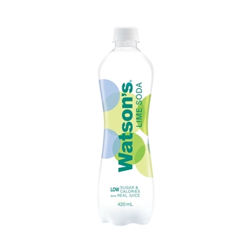 Picture of Watson's Lime Flavoured Soda Water (Bottle) 420 ml 24 Bottles