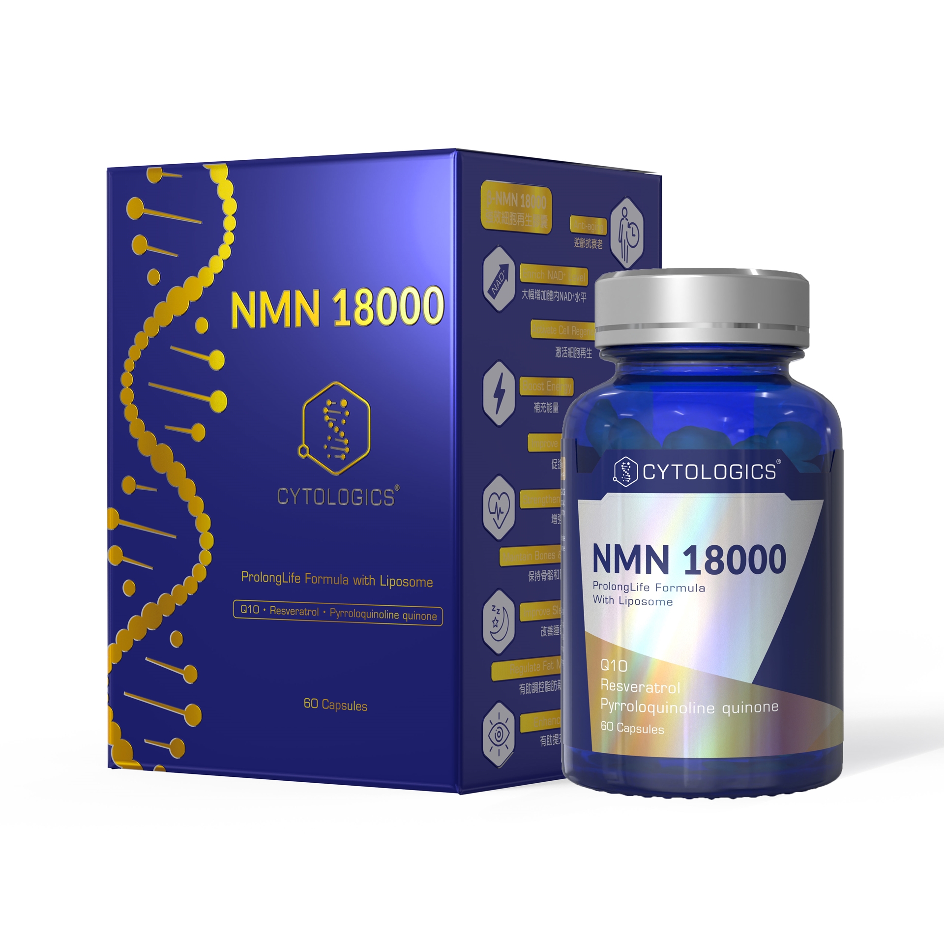 Cytologics伊胞樂Liposome β-NMN18000強效細胞再生膠囊(金裝)60粒