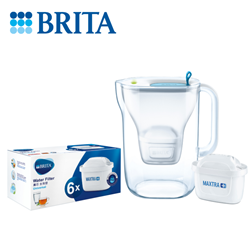 BRITA Smart STYLE 2.4L Water Filter Bottle (with 1 Filter Cartridge)+Maxtra+ Filter Cartridge (6pcs) [Original Licensed]