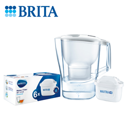 BRITA Aluna Cool 2.4L Water Filter Bottle (with 1 Filter Cartridge) + Maxtra + Filter Cartridge (6 Pack) [Original Licensed]