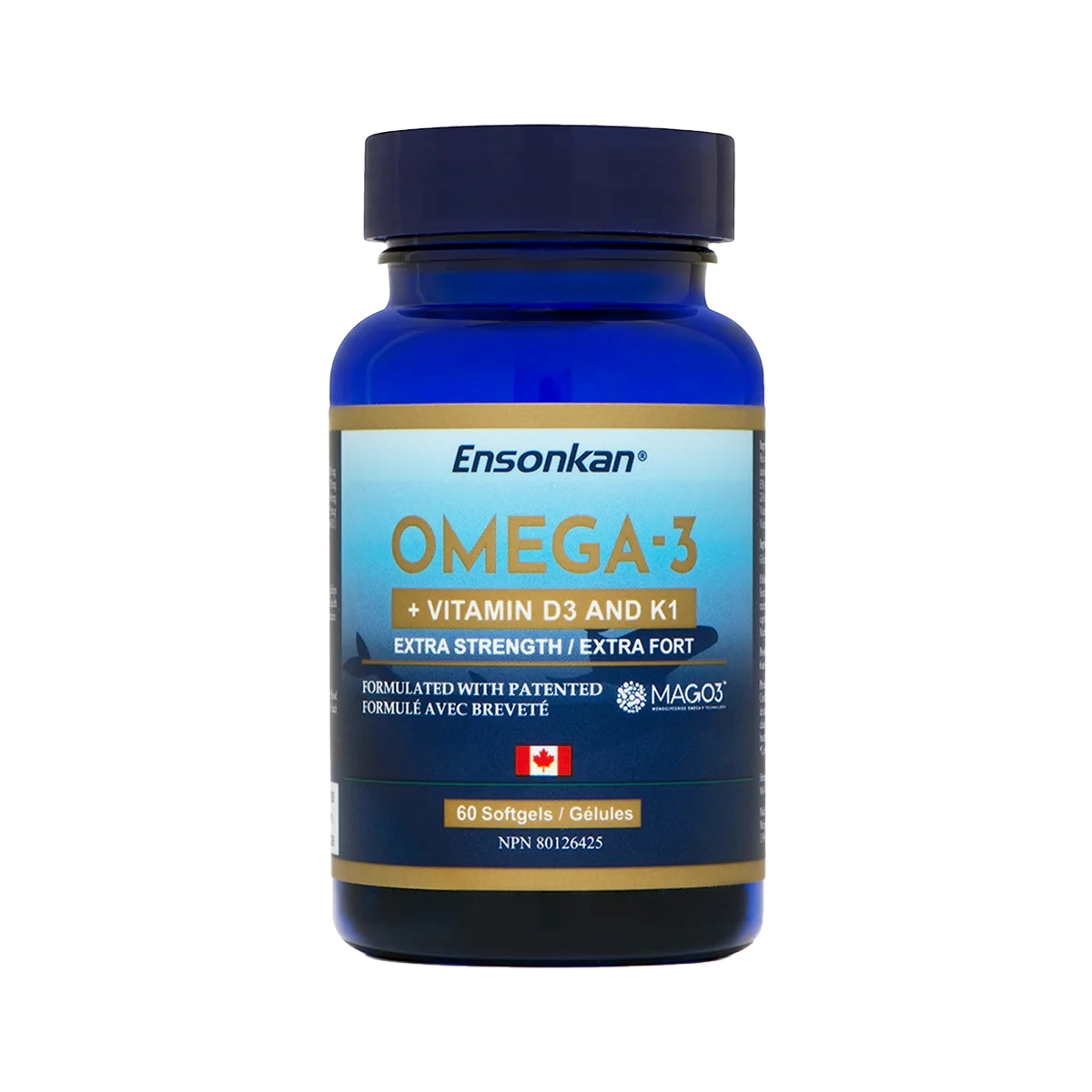 Ensonkan Omega 3 + Vitamin D3 and K1 (安迅康MAGO3™ 高濃度魚油) 60粒 奧米加 Omega