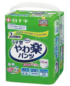 图片 日本Hakujuji 成人轻柔纸尿裤- 24片/包中码(薄装)